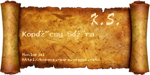 Kopácsy Sára névjegykártya